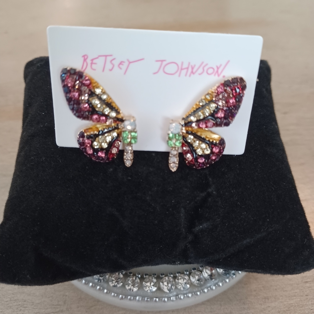 Purple and Yellow Butterfly Stud Earrings - Picture 3 of 5